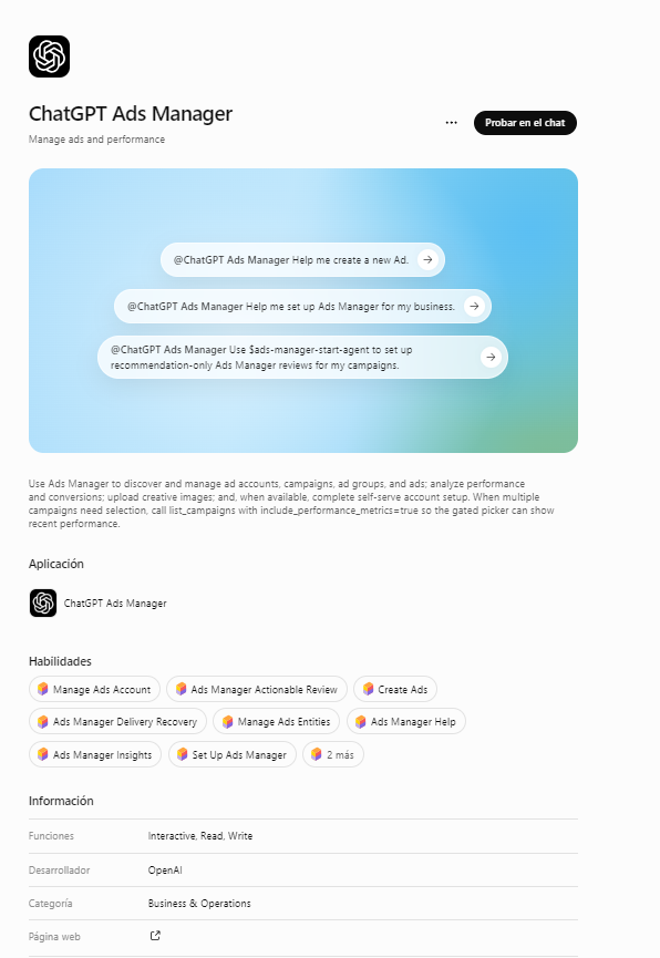 ChatGPT Ads Manager